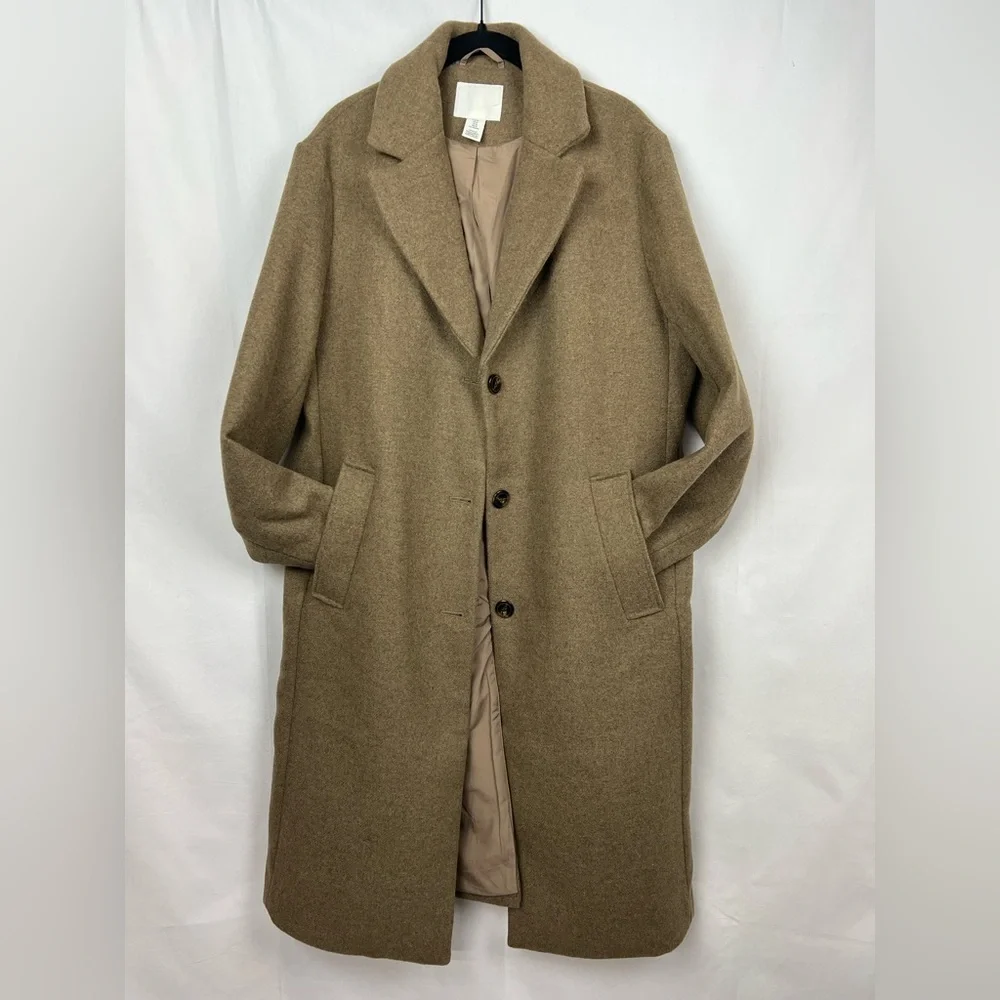 H&M women’s Brown Trench Coat,size medium - Picture 3 of 13